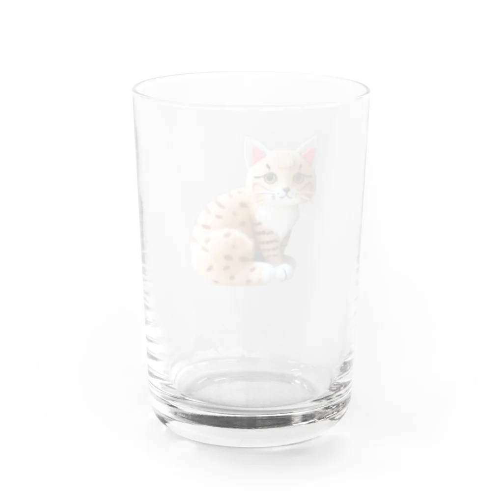 ヤマネコのフェルトで作ったスナネコ Water Glass :back