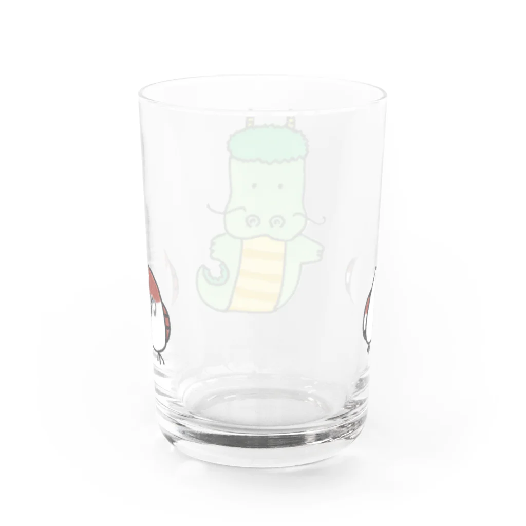 森図鑑の[森図鑑] 龍と雀とシマエナガ Water Glass :back