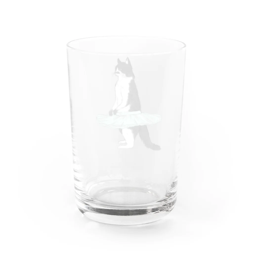 ONI Designのバレリーナ黒ぶち猫 Water Glass :back