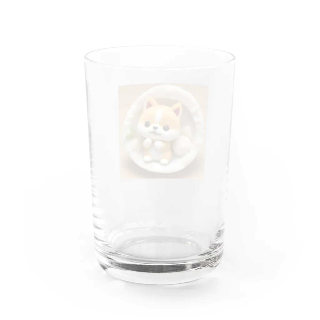 dcgnori／ワンコ画像のおむすび三角顔のしばちゃんワンプレート Water Glass :back