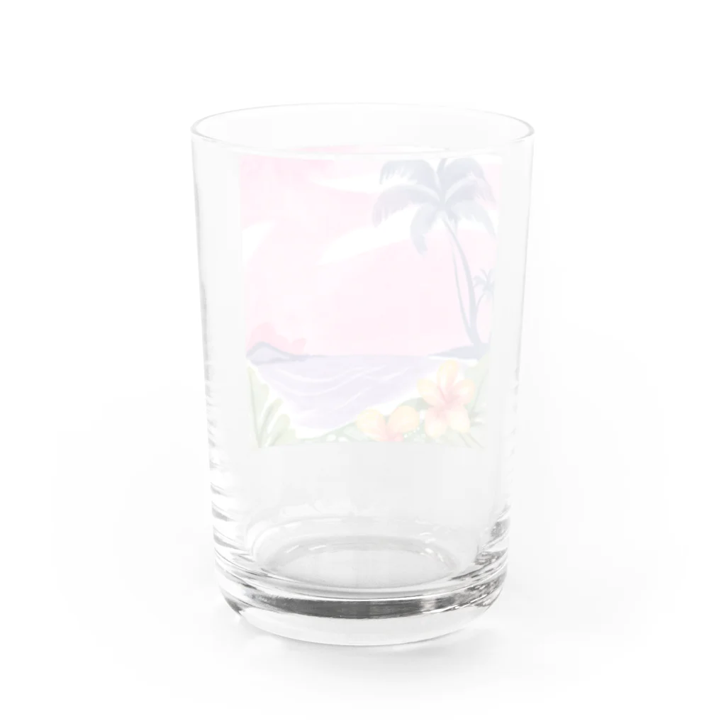 Sweet_moonLaboのHawaii　海とハイビスカス Water Glass :back