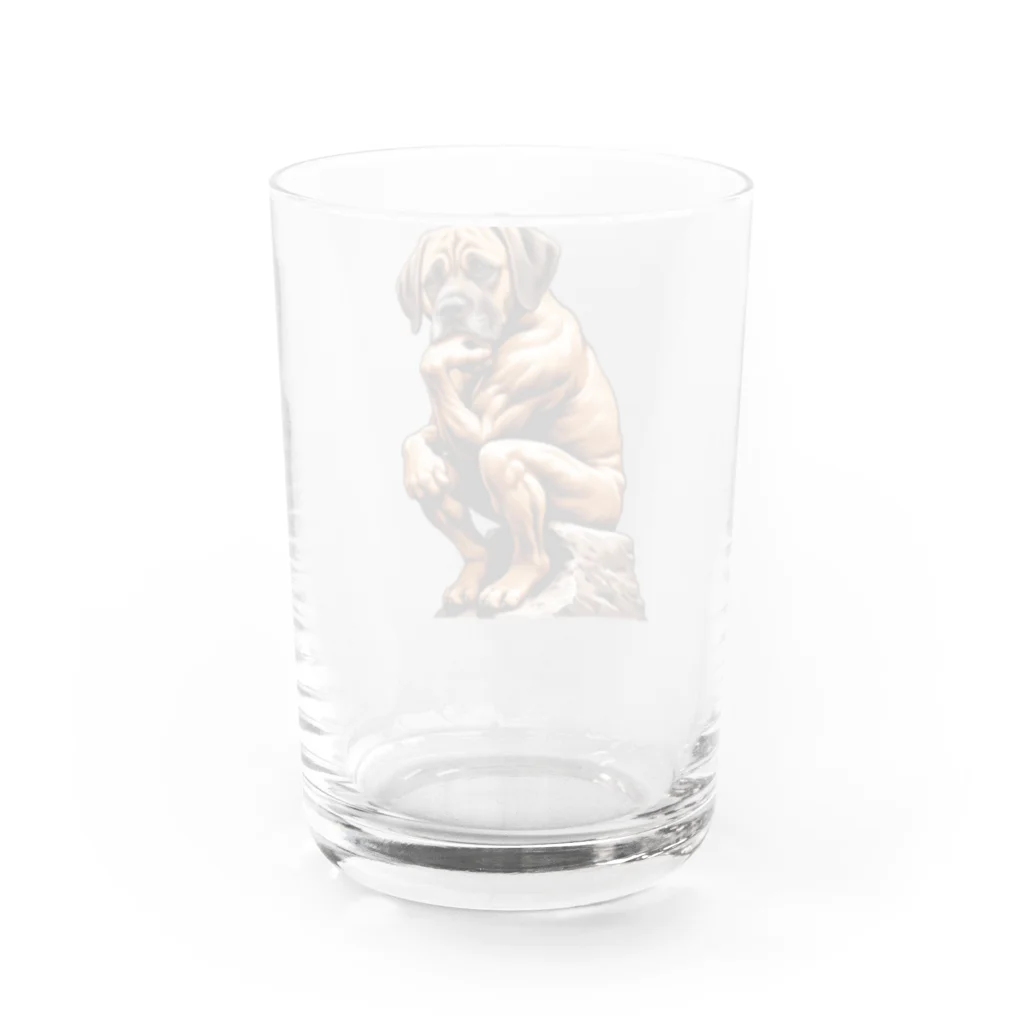 Urban A24の【Thinks】考える犬 Thinking Dog Water Glass :back