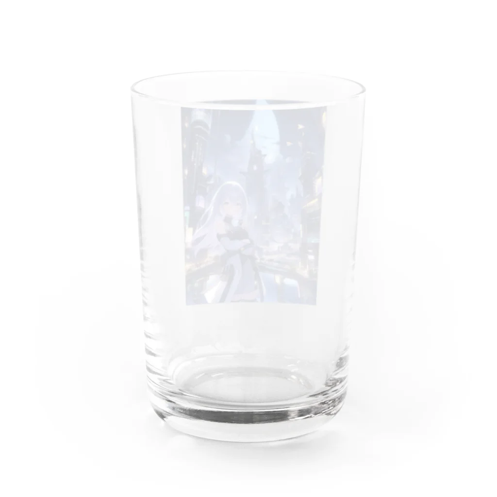 シロクマペンギンのムーンライトシティのメタリックガール Water Glass :back