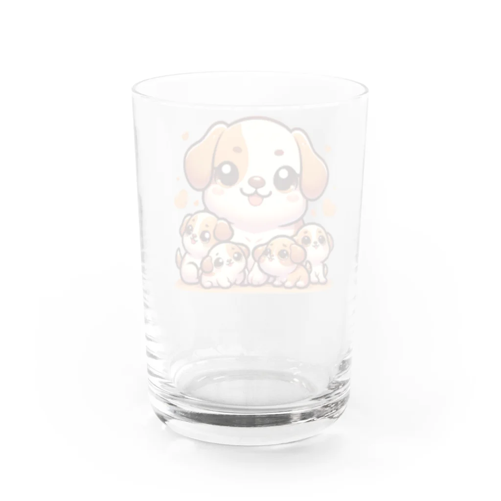 mitsu5872のわんぱく子犬とやさしいママ Water Glass :back