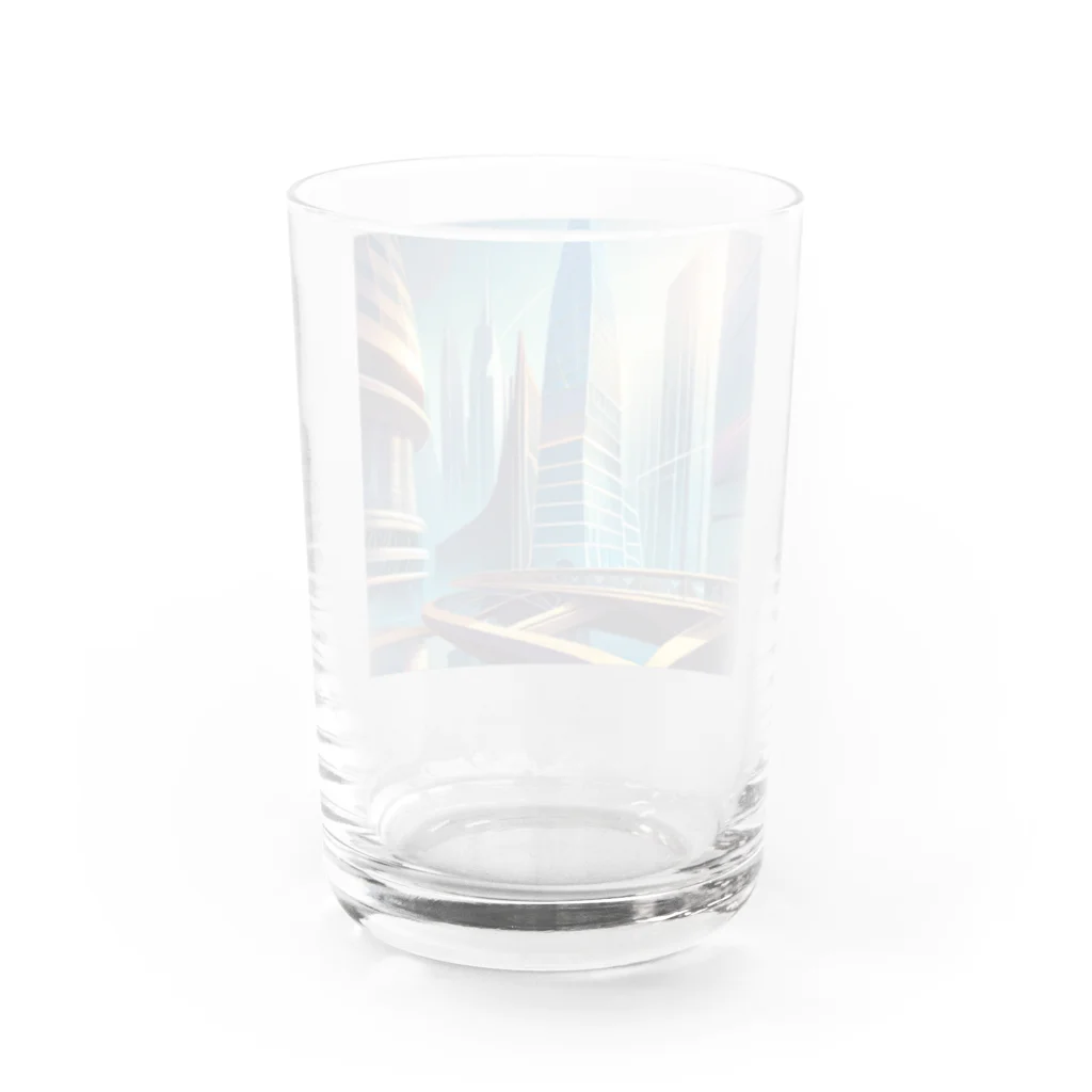 のんびりアート工房のジオメトリック都市 Water Glass :back