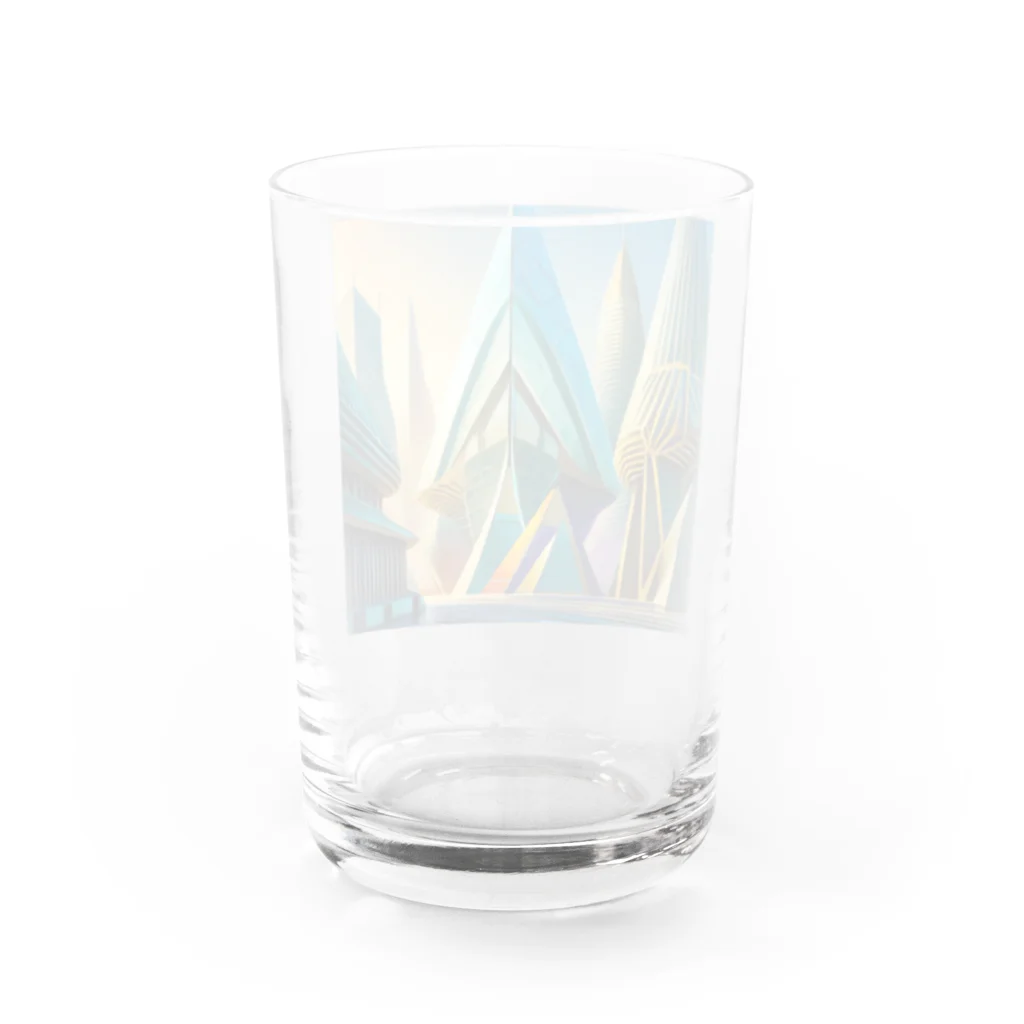 のんびりアート工房のジオメトリック都市 Water Glass :back