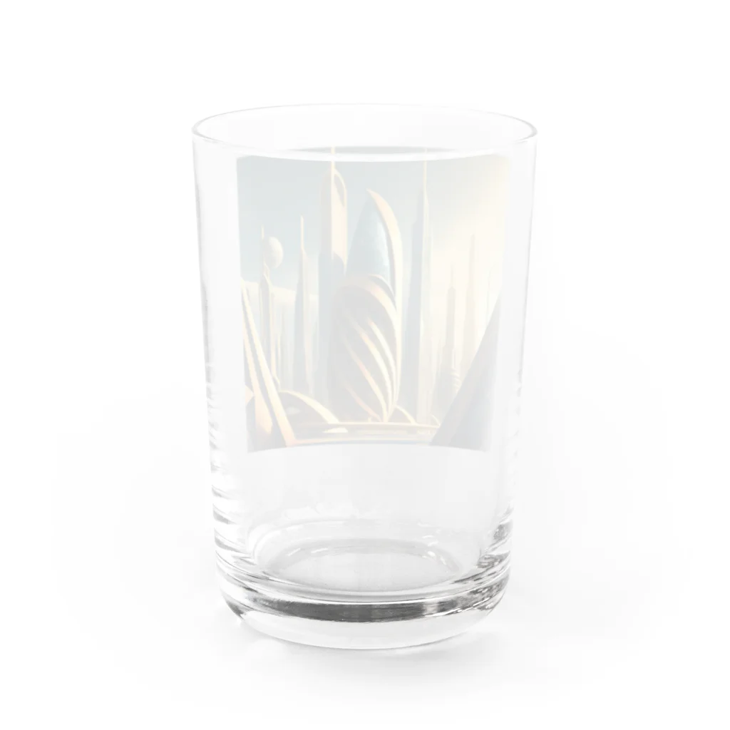 のんびりアート工房のジオメトリック都市 Water Glass :back