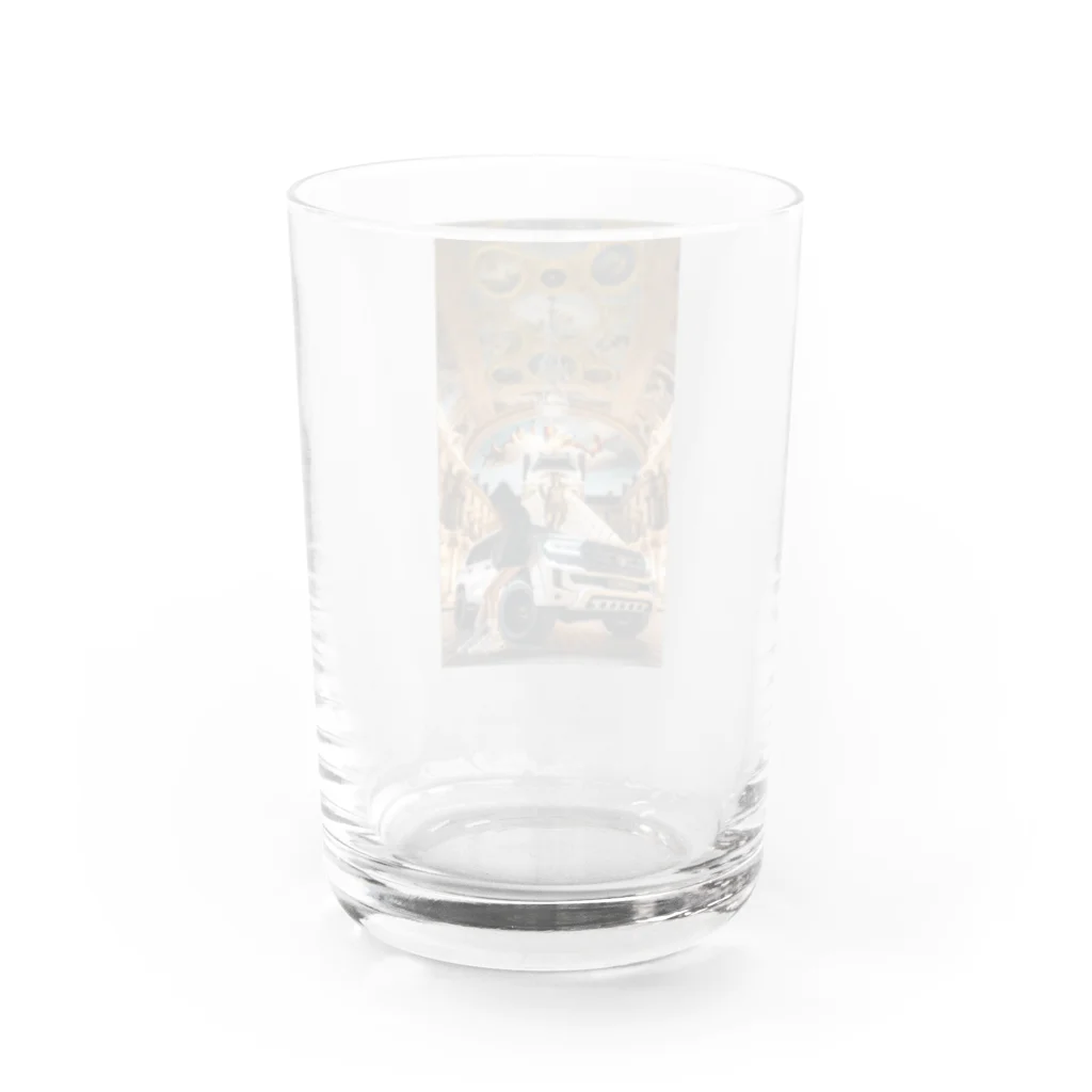 ブラックホワイトの美術館車 Water Glass :back