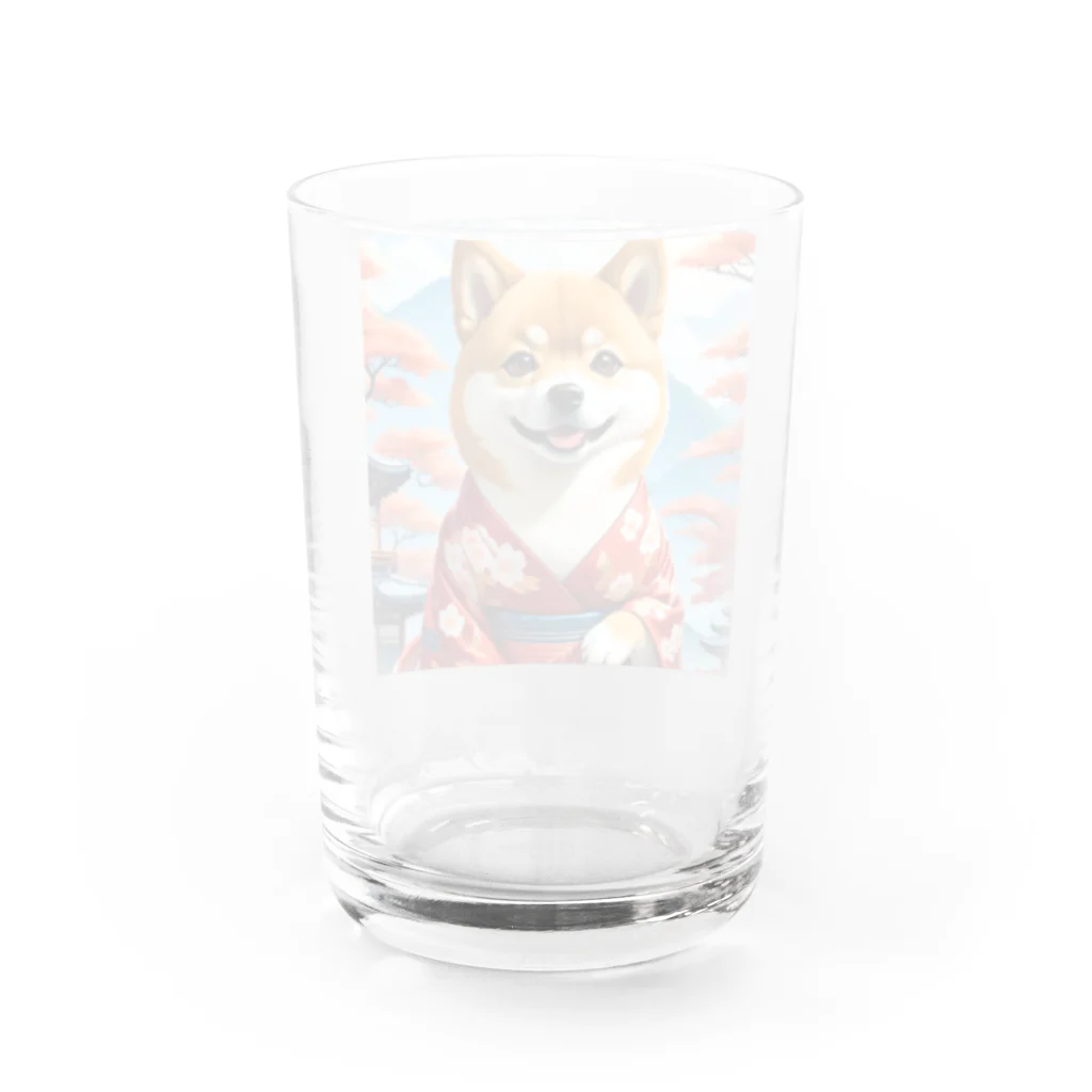 ポンキチはうすの着物姿の柴犬 Water Glass :back