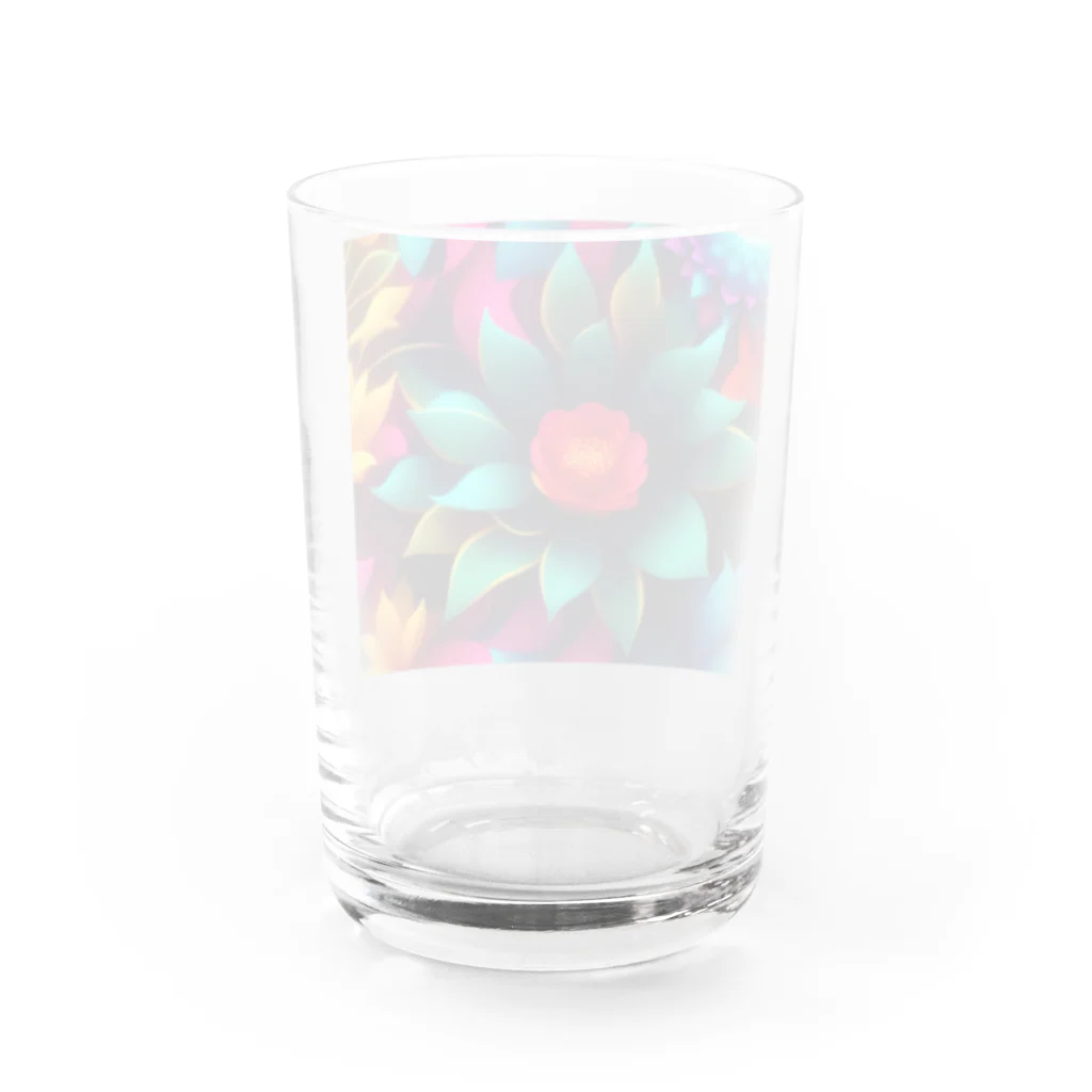 ポンキチはうすのカラフルフラワー..色鮮やかな花 Water Glass :back