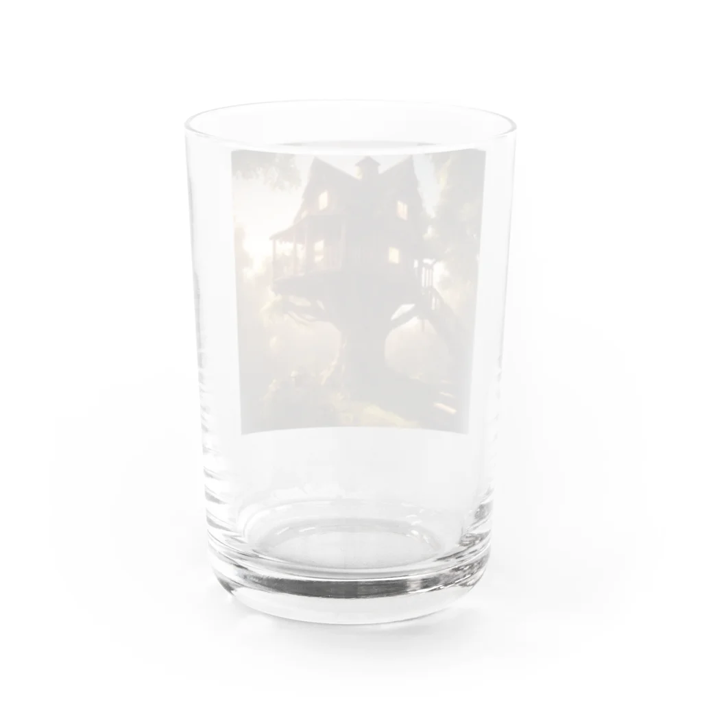 AI Imaginationのツリーハウスのイラストグッズ Water Glass :back