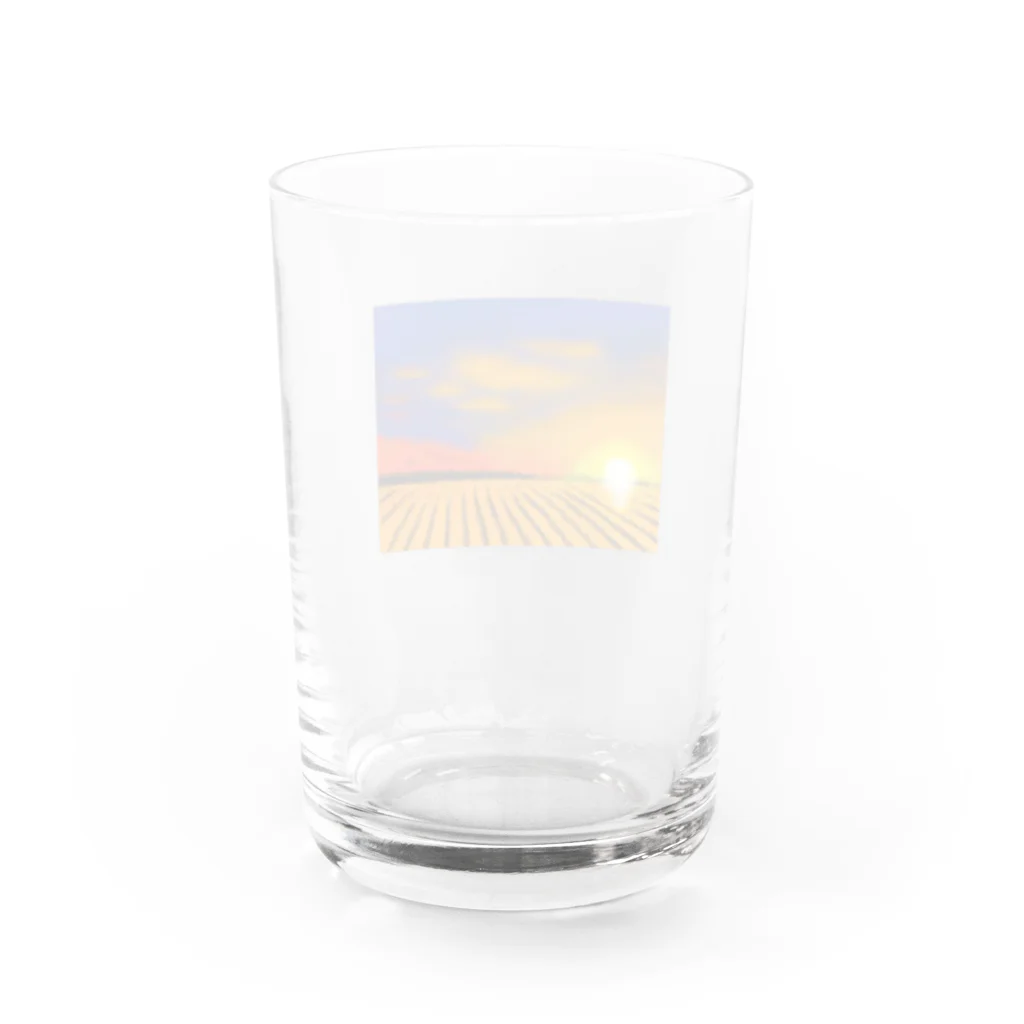 日々好日屋2号店の田んぼと夕焼け Water Glass :back