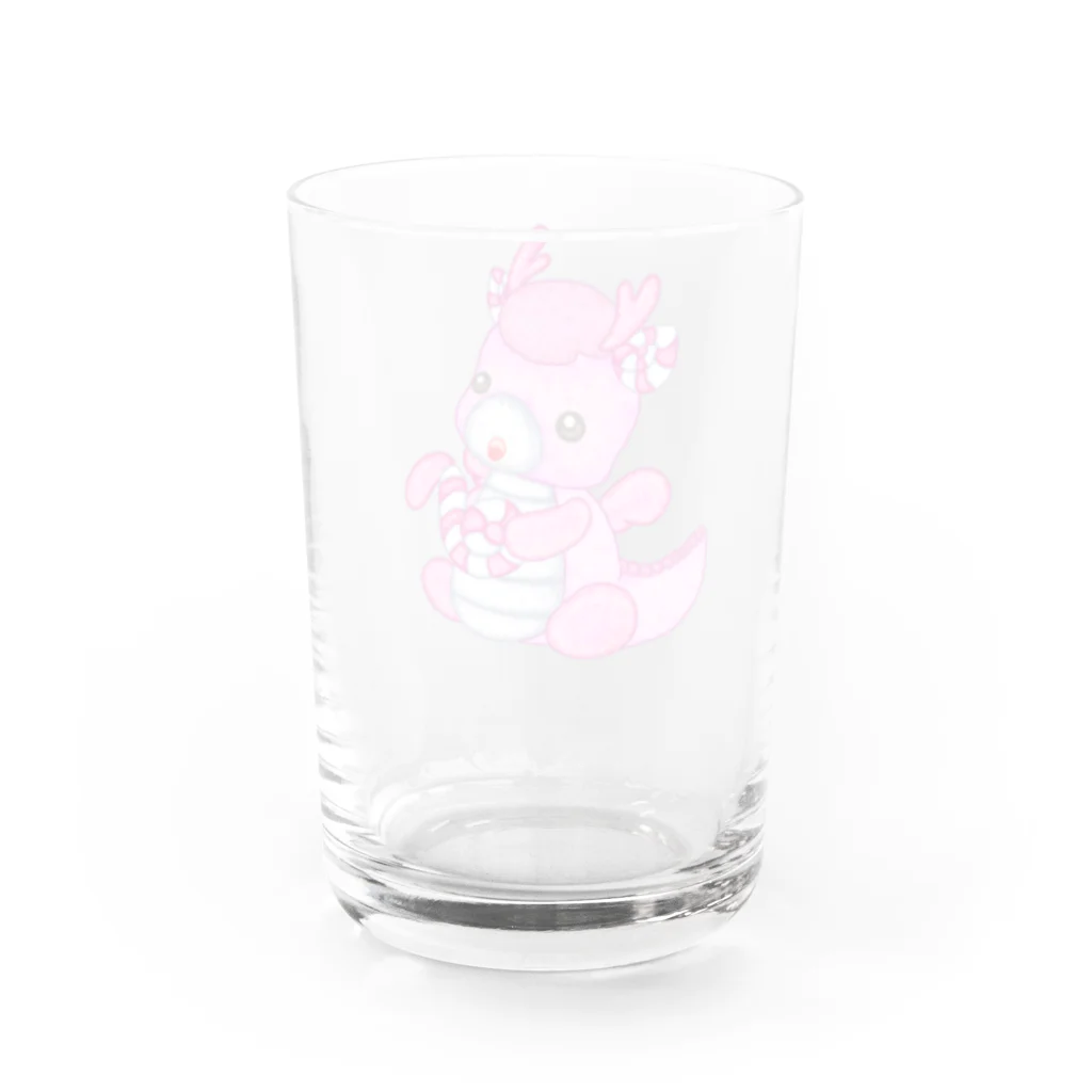 satoayaのアニマルカフェのキャンディードラゴン　桃 Water Glass :back