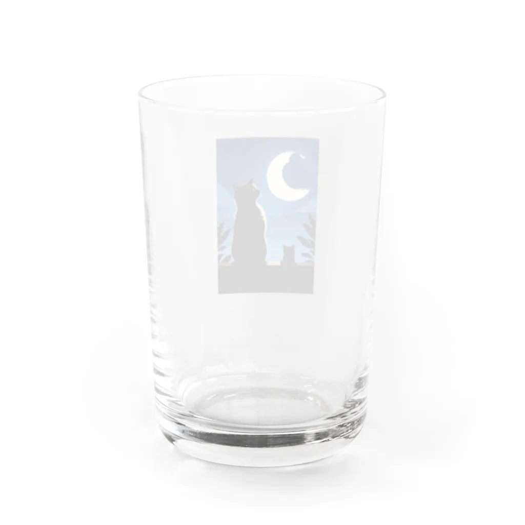 幸運のしっぽの月夜と黒猫 Water Glass :back