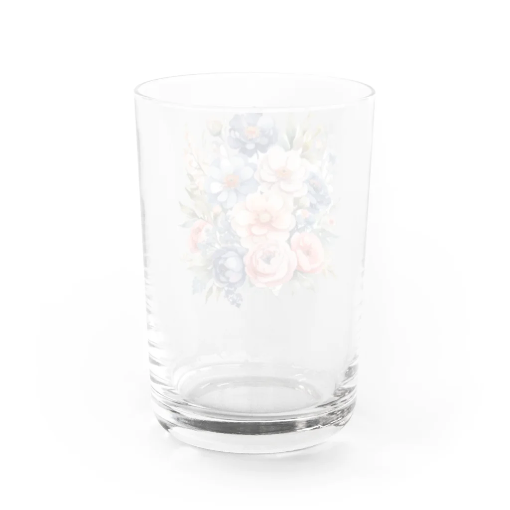 ファンシーTシャツ屋のパステルカラーの花束 Water Glass :back