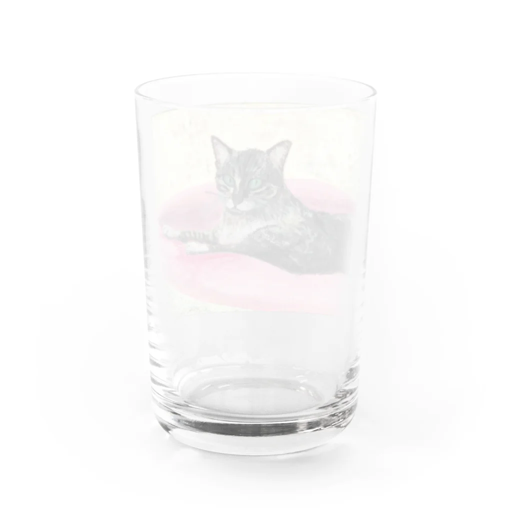 森図鑑の[森図鑑] 寝そべりキジトラ猫 Water Glass :back