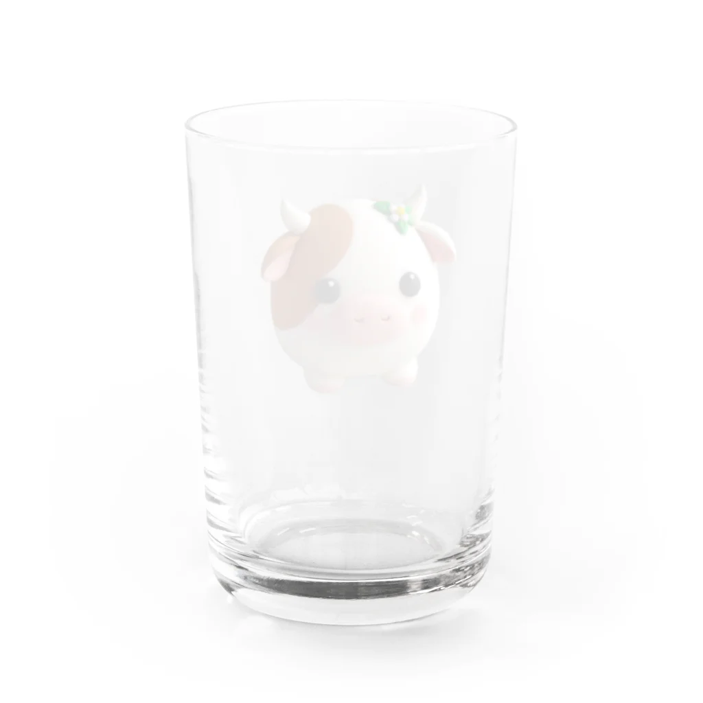 終わらない夢🌈の可愛い💕まんまる◯シリーズ✨　牛🐮 Water Glass :back