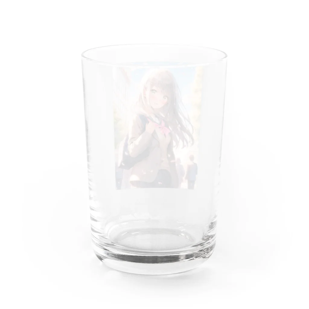 シロクマペンギンのブレザーセーラー服ミックス制服の女の子 Water Glass :back