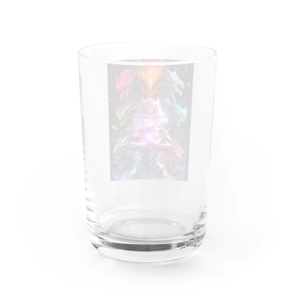 シロクマペンギンのドラゴンファイターガールwith竜の変身ヒーロー Water Glass :back