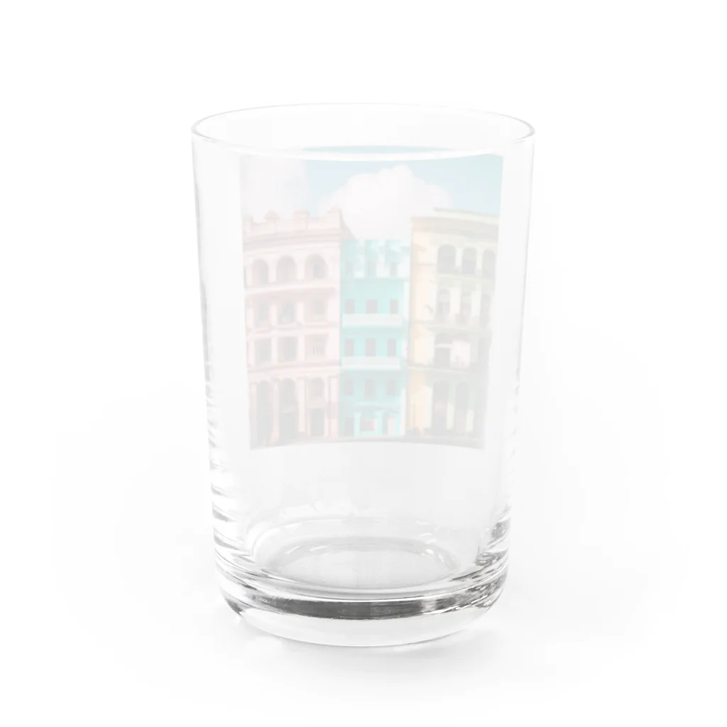 awawoのイタリアのカラフルな街並み Water Glass :back