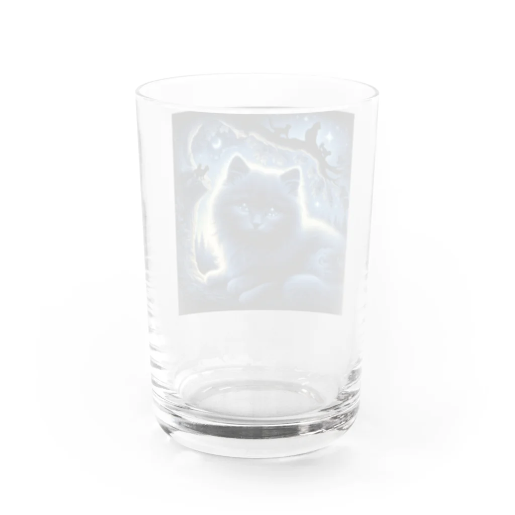 雑貨屋ちぃずの黒猫と夜空 Water Glass :back