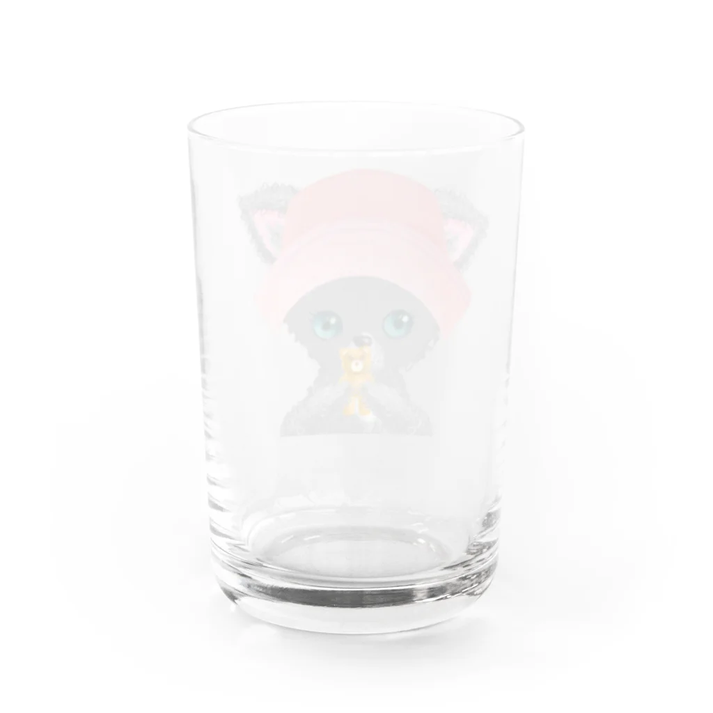 kumartshopの「帽子にゃんこ」クリア Water Glass :back