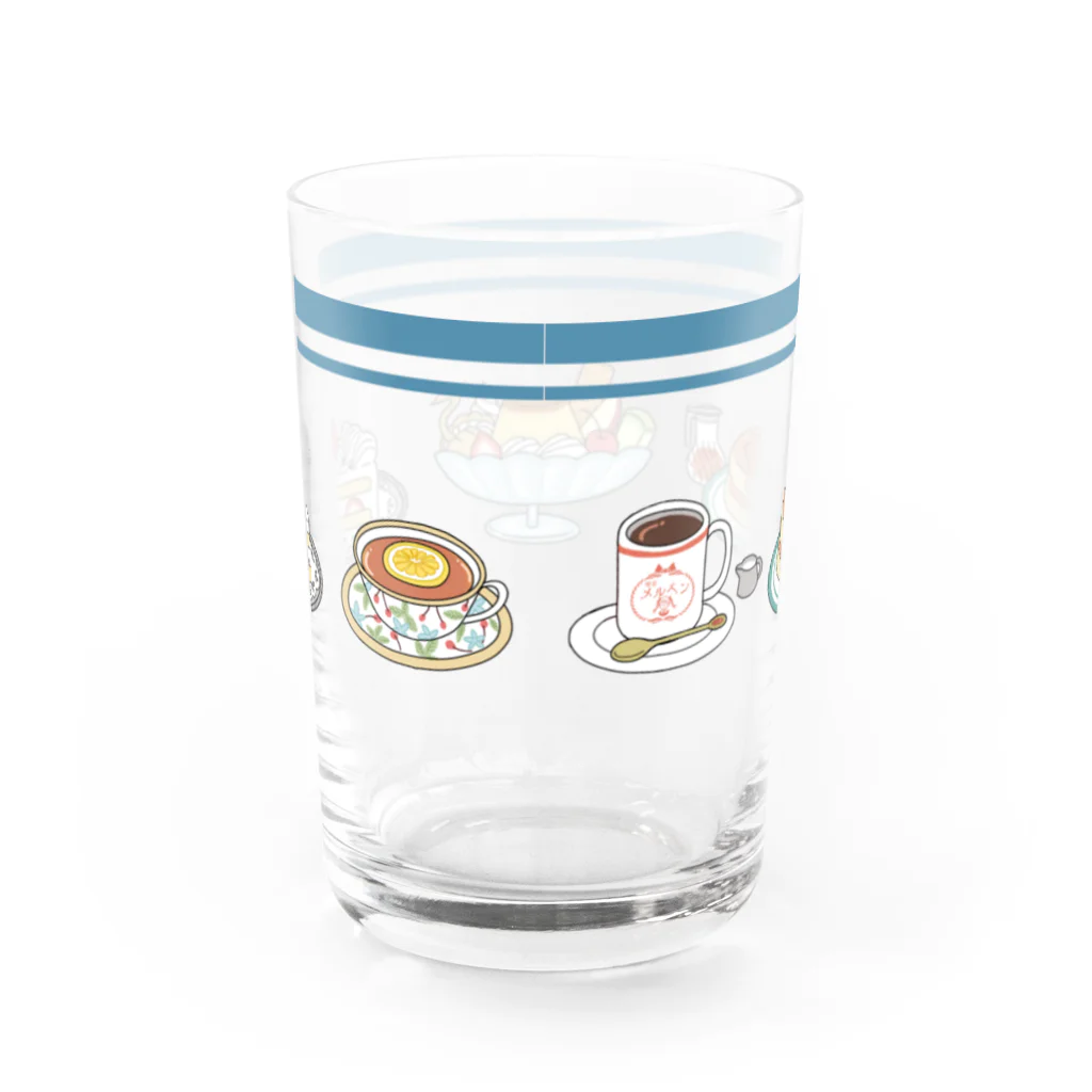 のり塩の喫茶店のグラス（ブルー） Water Glass :back