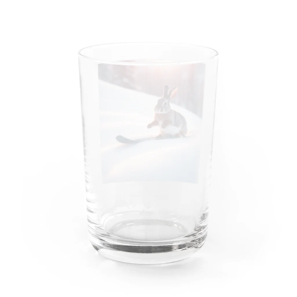 peinto888のスキーうさちゃん Water Glass :back