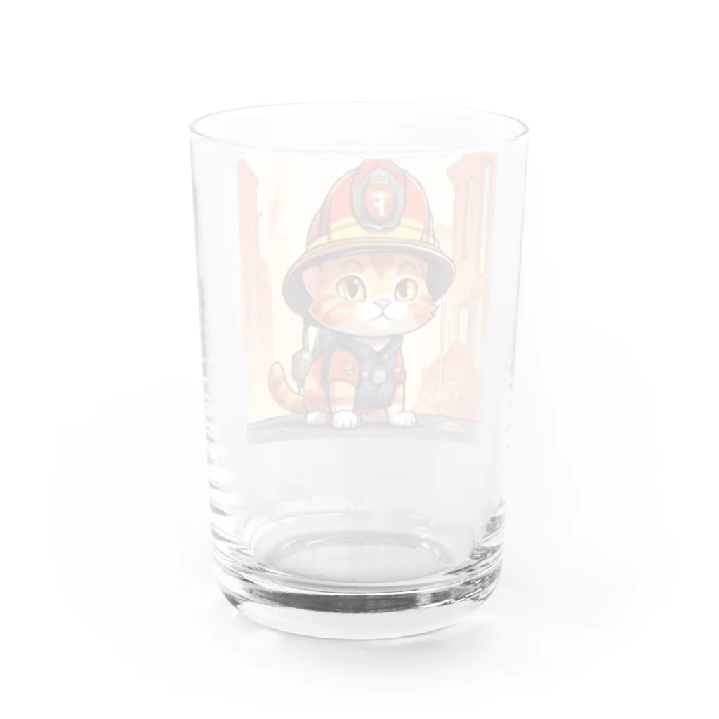 パパショップのネコ消防士 Water Glass :back