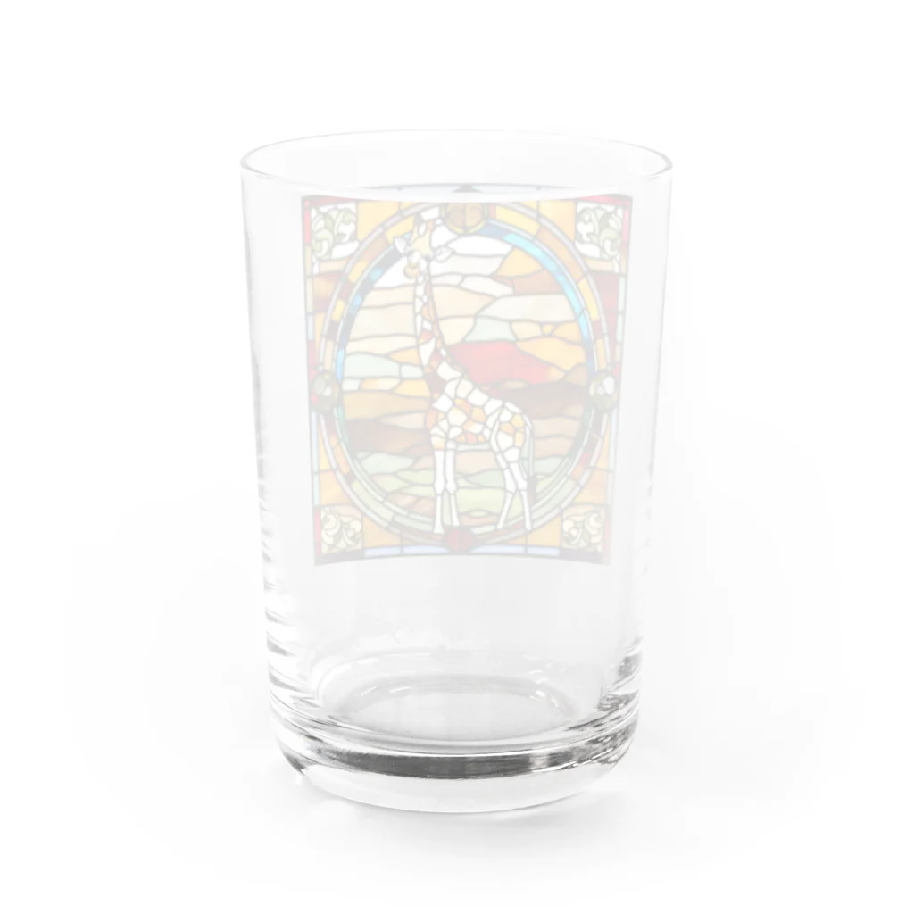 テケテケのキリンのステンドグラス柄グッズ Water Glass :back