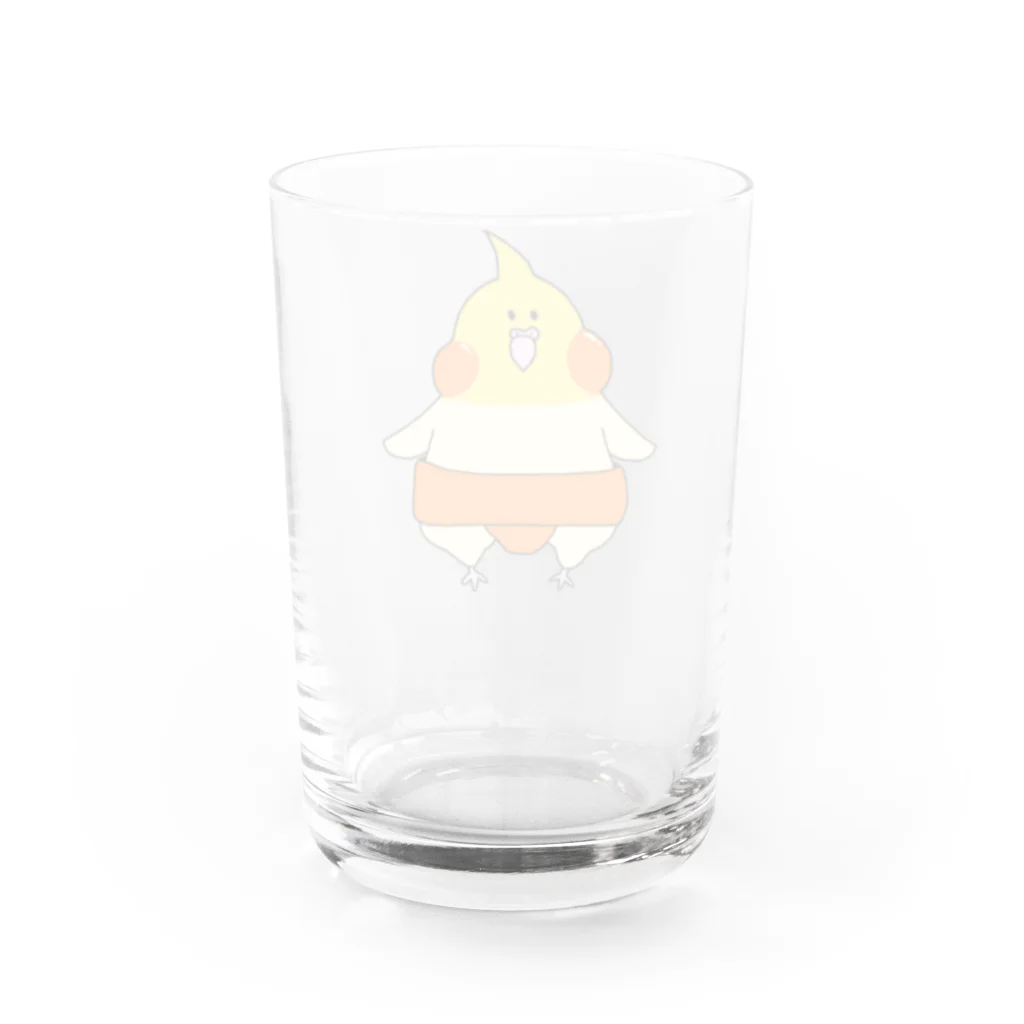 モチモチ力士部屋のオカメ力士 Water Glass :back