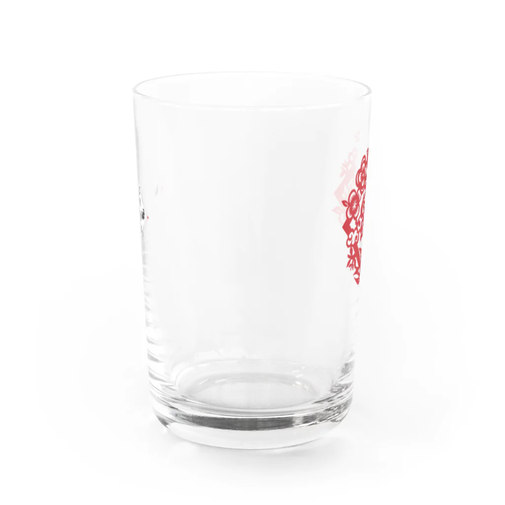 老虎小百貨のKIRIGAMI-GLASS［燕と倒福］ グラス反対面