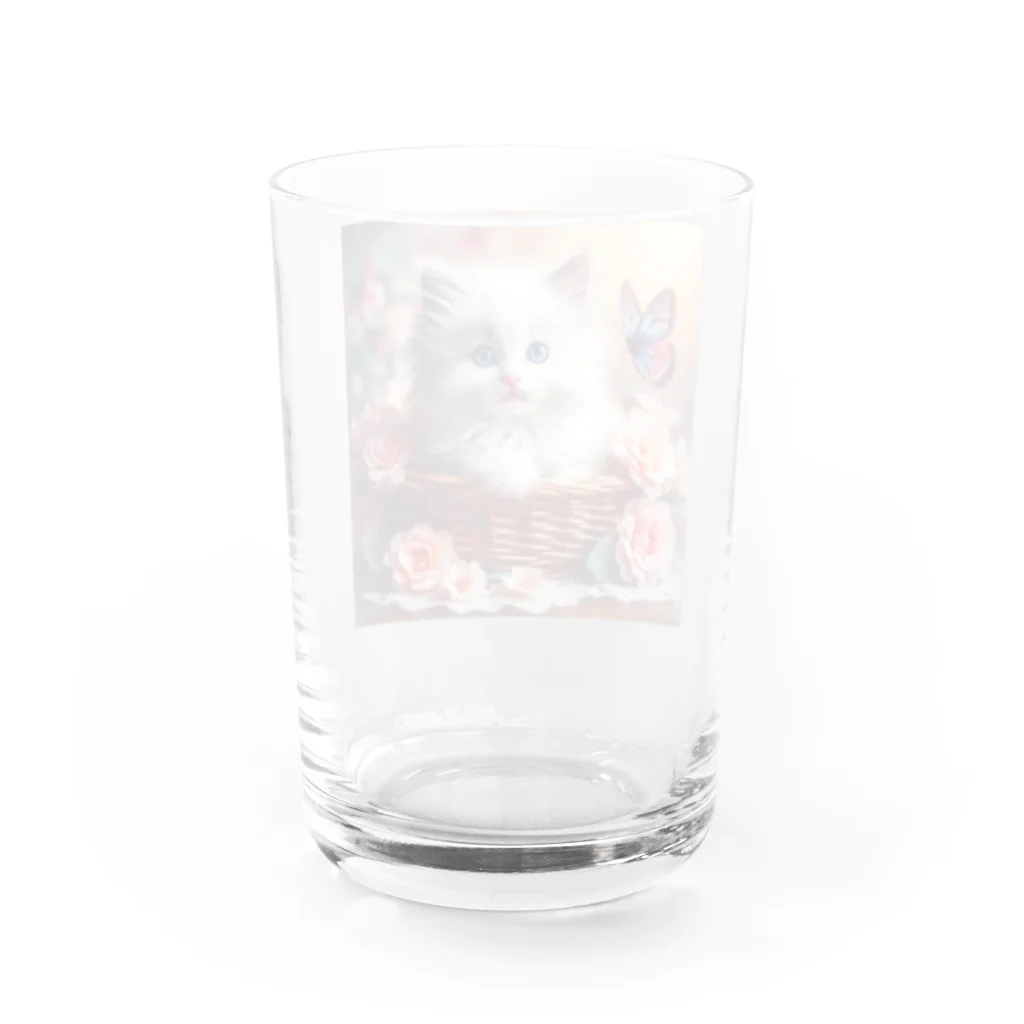 ZUCCOの花とねこの織りなす美しいシンメトリー Water Glass :back