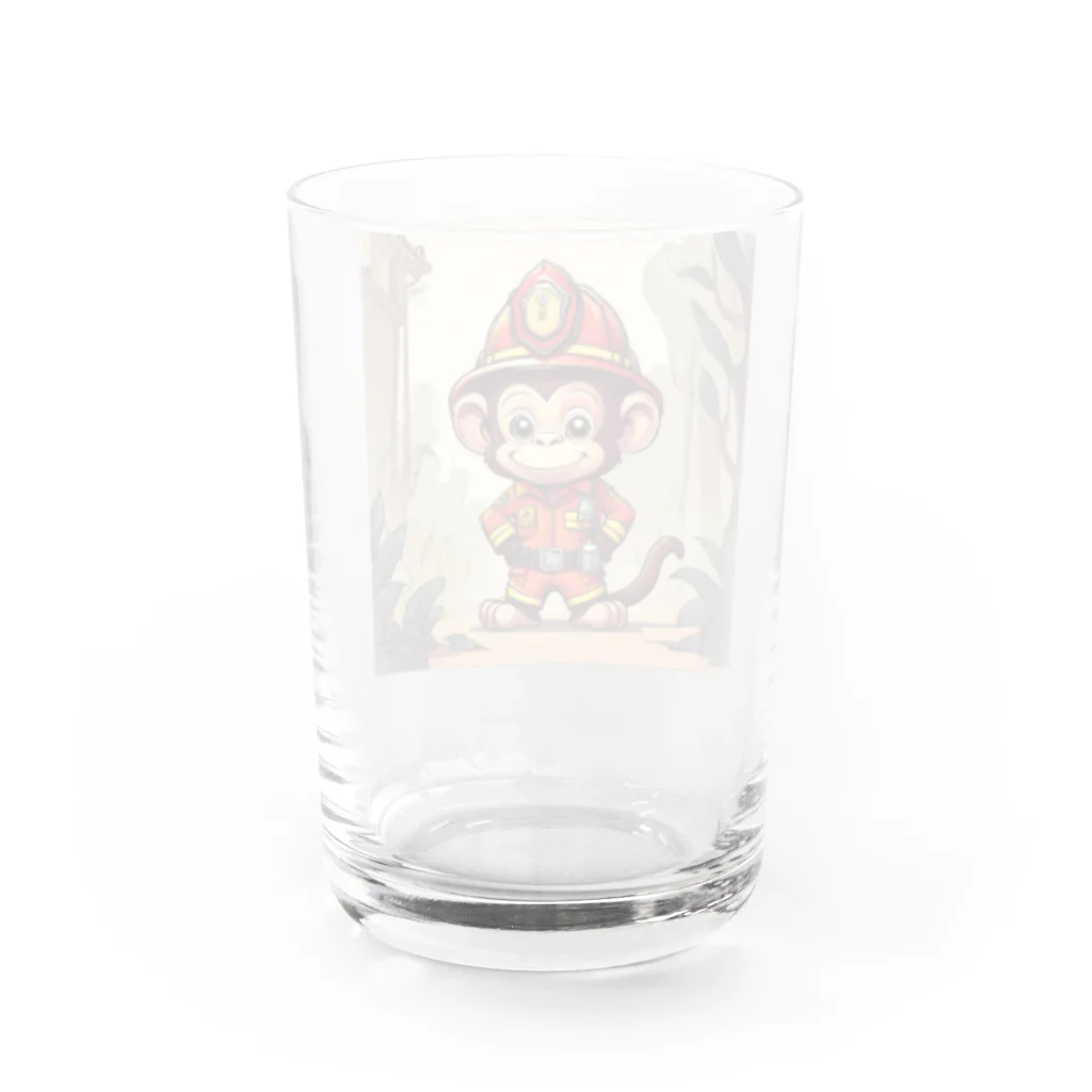 パパショップのキュートなお猿の消防士 Water Glass :back