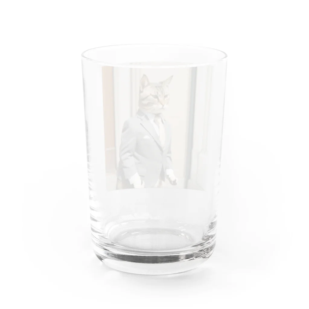 Hello_bananaのスーツねこ Water Glass :back