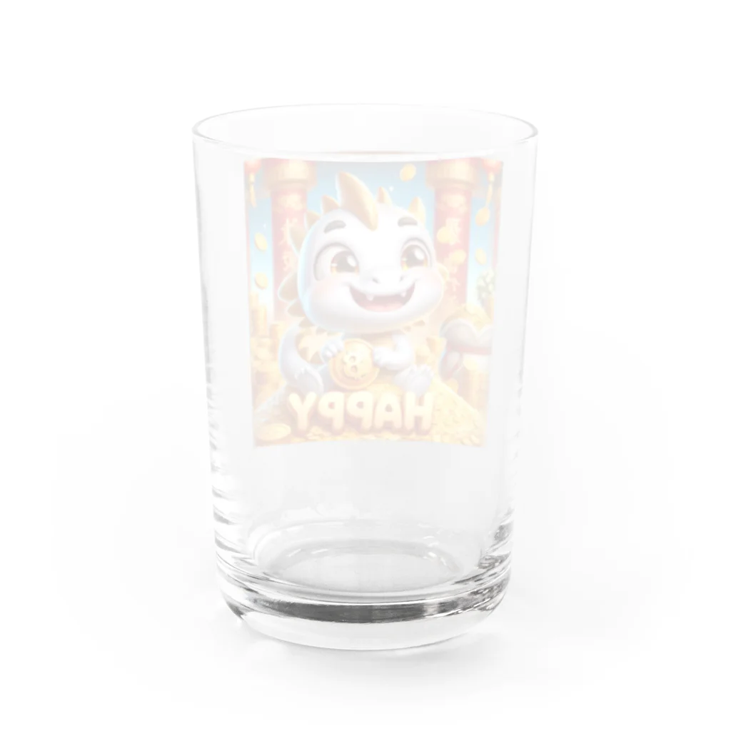 midori_kawaの開運黄金の泉瞑グッズ！白龍ちゃんがお守りします Water Glass :back