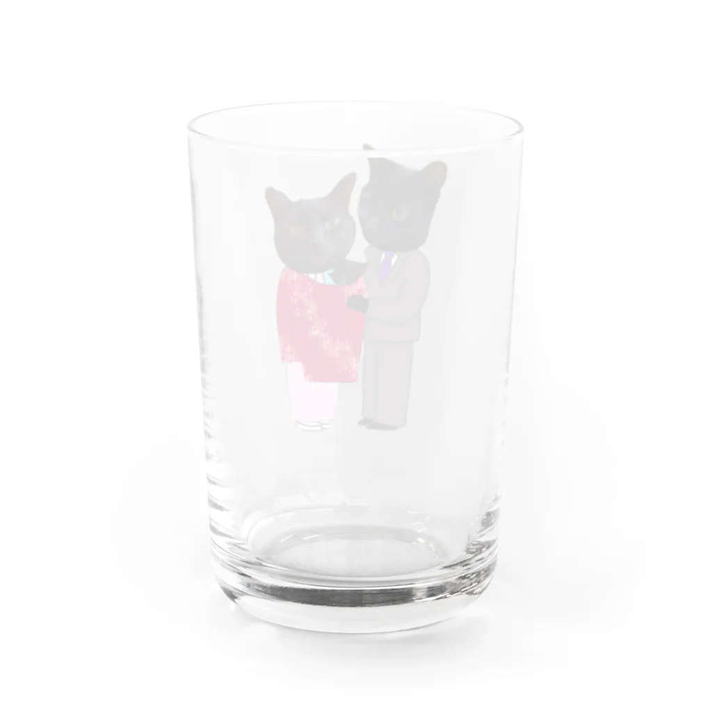 Parallel_merchの黒猫の親子 Water Glass :back