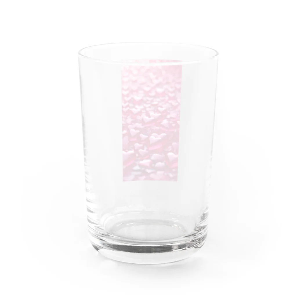 ハートと幾何学とお花のハート　ピンク0053 Water Glass :back