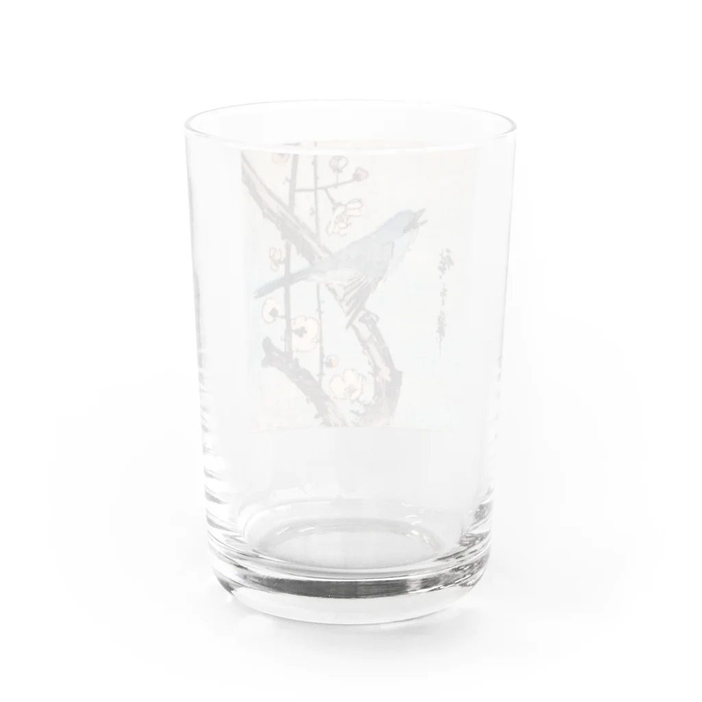 PALA's SHOP　cool、シュール、古風、和風、の梅の枝に鶯  歌川 広重 1843～1844 Water Glass :back