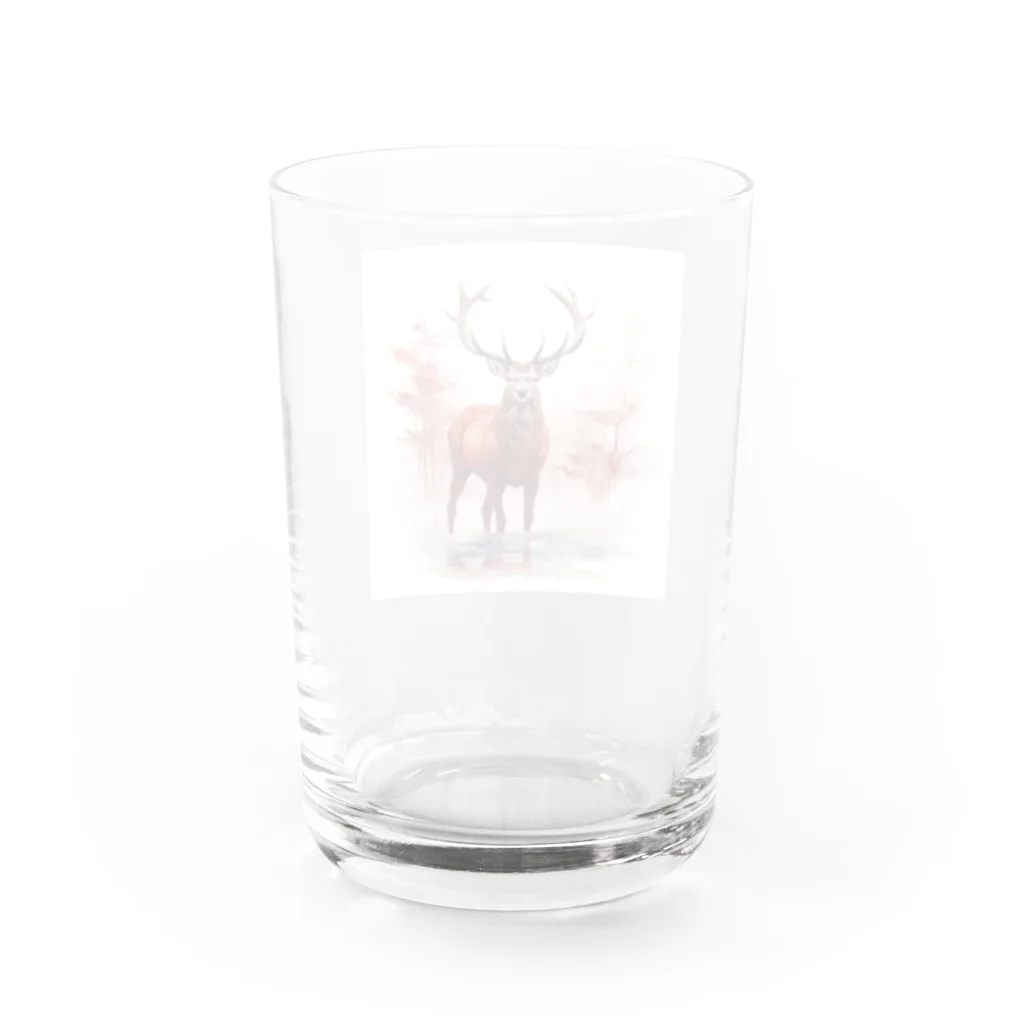 motsunabeeのかわいい赤いエルクのTシャツ Water Glass :back