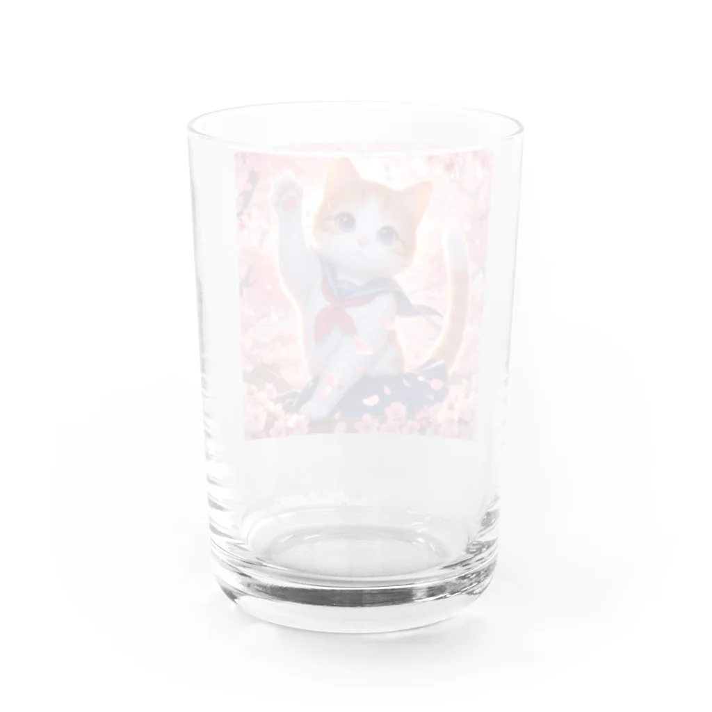 ParadigmStar　パラダイムスターの桜咲く華の学生猫 hana Water Glass :back