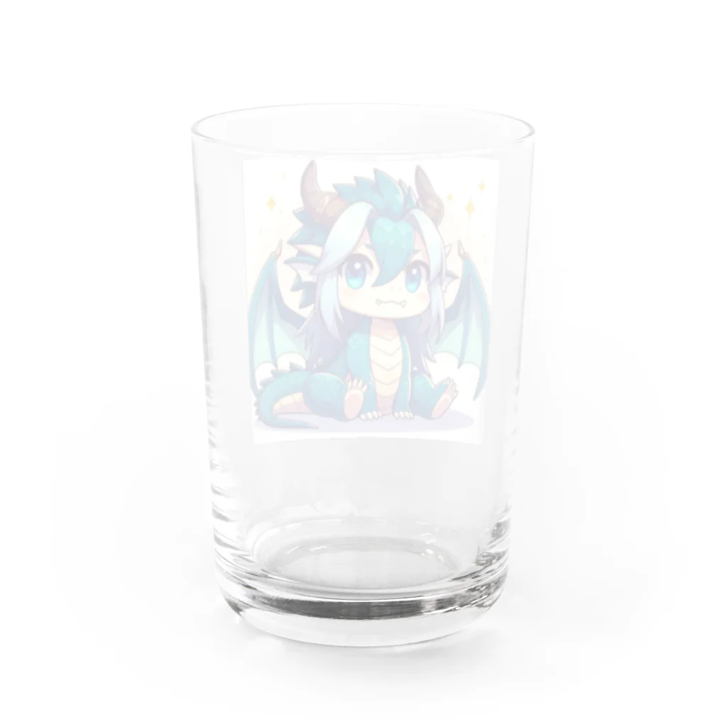 可愛らしいドラゴンのイラストグッズ店の可愛らしいドラゴンマスコット Water Glass :back