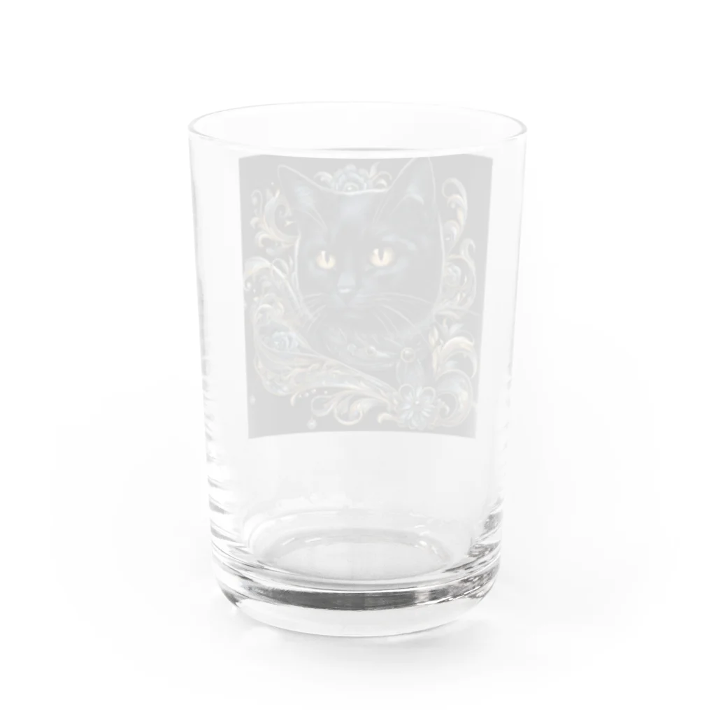 blacktomatoのオシャレな黒猫 Water Glass :back