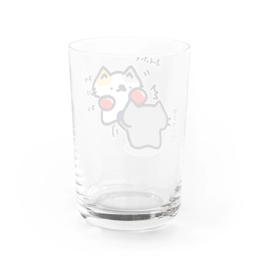 暗黒電波美術家ボブ山　SUZURI店のボクシングエクササイズでしゅっしゅ！ Water Glass :back