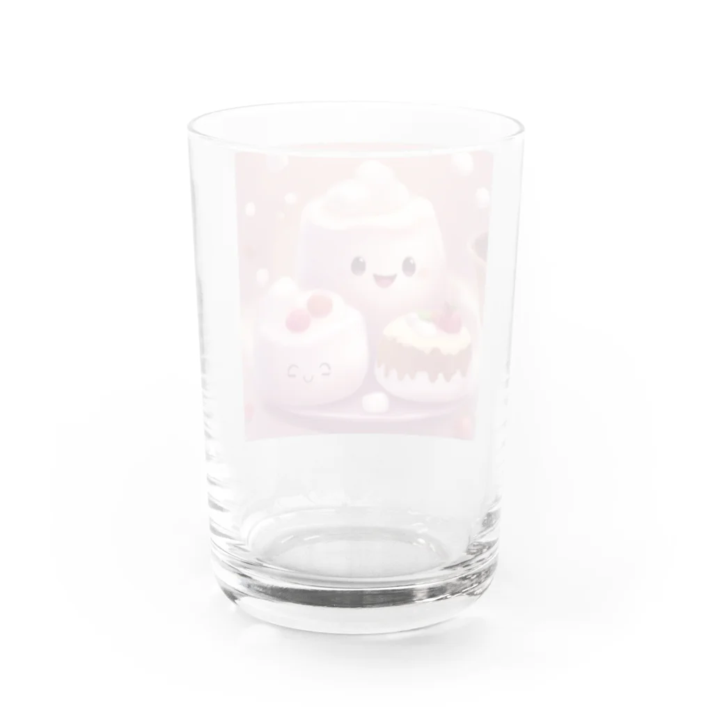 amxafukのふわふわマシュマロかわいいプリン Water Glass :back