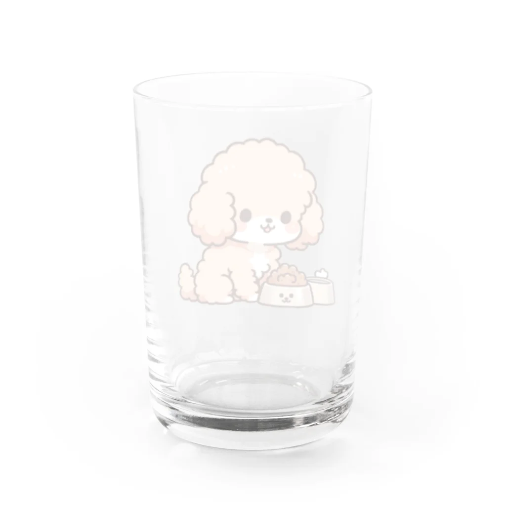 Tokyo_Doodleのもふもふアプリコット　トイプードル　たべる Water Glass :back