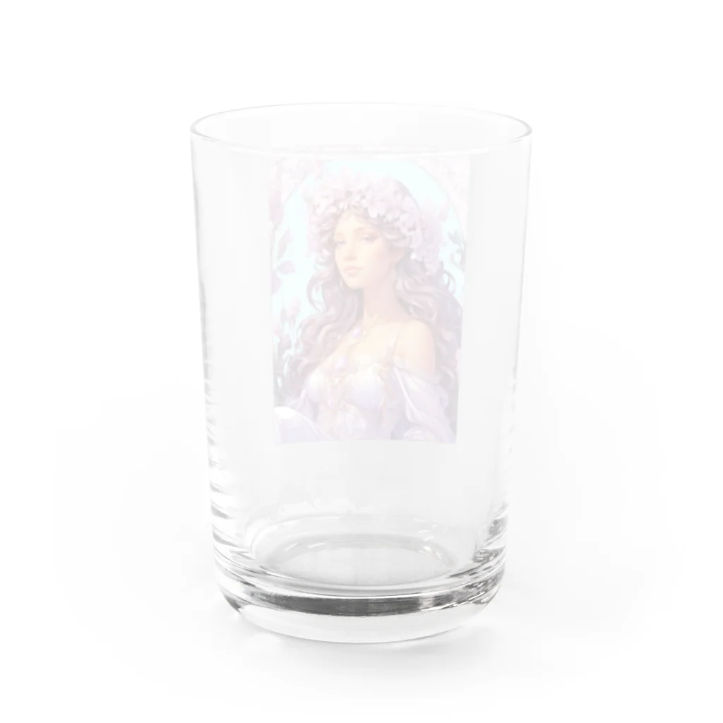 metaのライラックの花の妖精・精霊の少女の絵画 Water Glass :back
