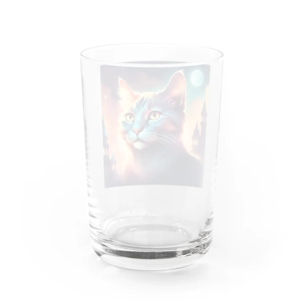 ホラーオリジナルアイテムの幻想的な猫 Water Glass :back