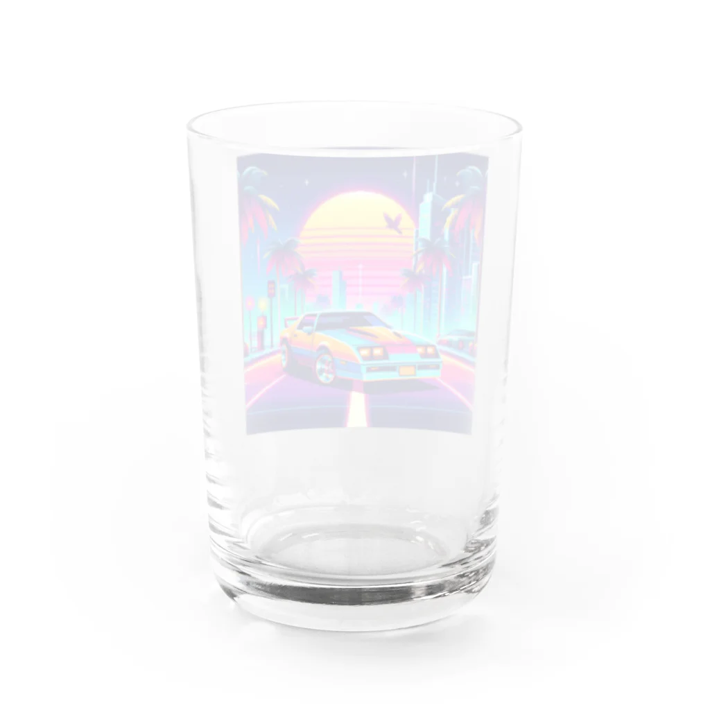 お茶目なドット絵のドッド絵車 Water Glass :back