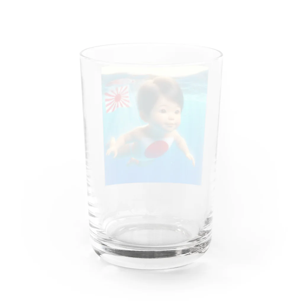 taka-kamikazeの遊泳する赤ちゃん日本代表 Water Glass :back